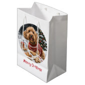 Vrolijk Kerstfeest Goldendoodle Honden Medium Cadeauzakje (Voorkant Gekanteld)