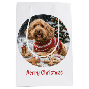 Vrolijk Kerstfeest Goldendoodle Honden Medium Cadeauzakje