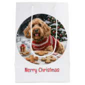 Vrolijk Kerstfeest Goldendoodle Honden Medium Cadeauzakje (Achterkant)