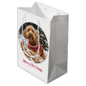 Vrolijk Kerstfeest Goldendoodle Honden Medium Cadeauzakje (Achterkant Gekanteld)