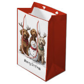 Vrolijk Kerstfeest Goldendoodle Honden Medium Cadeauzakje (Voorkant Gekanteld)