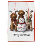 Vrolijk Kerstfeest Goldendoodle Honden Medium Cadeauzakje (Voorkant)