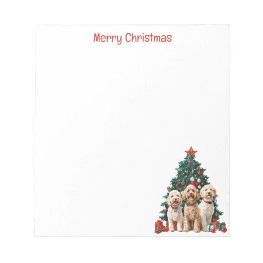 Vrolijk Kerstfeest Goldendoodle Honden Notitieblok (Voorkant)