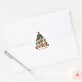 Vrolijk Kerstfeest Goldendoodle Honden Ronde Sticker (Envelop)