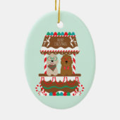 Vrolijk Kerstfeest Goldendoodles Vakantie Stand Ho Keramisch Ornament (Achterkant)