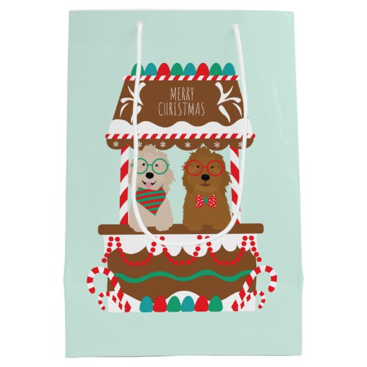 Vrolijk Kerstfeest Goldendoodles Vakantie Stand Ho Medium Cadeauzakje (Achterkant)