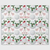 Vrolijk kerstfeest Golf Ball Santa Cadeaupapier (Vlak)