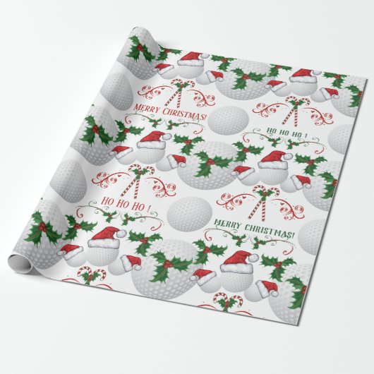 Vrolijk kerstfeest Golf Ball Santa Cadeaupapier (Uitgerold)