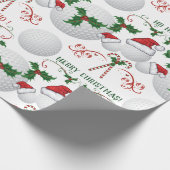 Vrolijk kerstfeest Golf Ball Santa Cadeaupapier (Hoek)