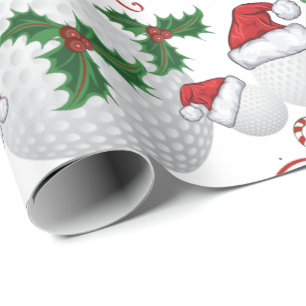 Vrolijk kerstfeest Golf Ball Santa Cadeaupapier