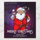 Vrolijk kerstfeest Golf Sports Santa Persoonlijk Wijn Etiket (Enkel label)