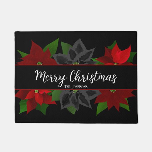 Vrolijk kerstfeest Gothic Poinsettias Doormat Deurmat (Voorkant)