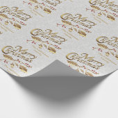 Vrolijk kerstfeest - Goud en Wit Cadeaupapier (Hoek)