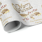 Vrolijk kerstfeest - Goud en Wit Cadeaupapier (Rol Hoek)