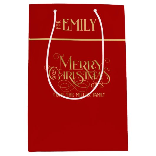 Vrolijk Kerstfeest Goud Fancy Typografie Medium Cadeauzakje (Voorkant)