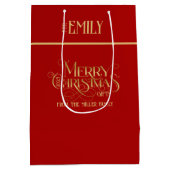 Vrolijk Kerstfeest Goud Fancy Typografie Medium Cadeauzakje (Achterkant)