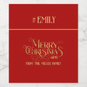 Vrolijk Kerstfeest Goud Fancy Typografie Wijn Etiket (Enkel label)