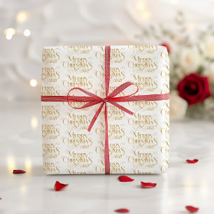 Vrolijk Kerstfeest Goud Feestelijke Retro Typograf Cadeaupapier