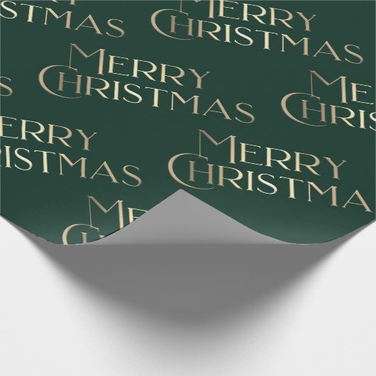 Vrolijk Kerstfeest Goud & Groen Embossed Gradient  Cadeaupapier (Hoek)