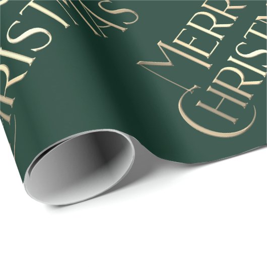 Vrolijk Kerstfeest Goud & Groen Embossed Gradient  Cadeaupapier (Rol Hoek)