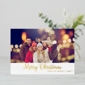Vrolijk Kerstfeest Goud Rood Fotoscript Modern Folie Feestdagenkaart (Staand Voorkant)