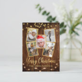 Vrolijk Kerstfeest Goud Rustieke Boerderij 5 Foto' Briefkaart (Staand voorkant)