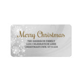 Vrolijk Kerstfeest (goud) Sneeuwvorst Etiket (Voorkant)