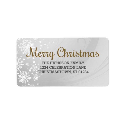 Vrolijk Kerstfeest (goud) Sneeuwvorst Etiket (Voorkant)