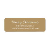 Vrolijk Kerstfeest goudbruin Retouradres Etiket (Voorkant)