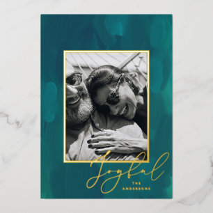 Vrolijk kerstfeest. Gouden abstracte groene olienb Folie Feestdagenkaart