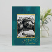 Vrolijk kerstfeest. Gouden abstracte groene olienb Folie Feestdagenkaart (Staand Voorkant)