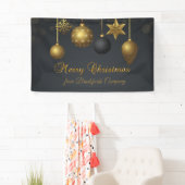 Vrolijk kerstfeest, gouden ballen donker spandoek (Insitu)