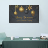 Vrolijk kerstfeest, gouden ballen donker spandoek (Beurs)