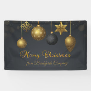 Vrolijk kerstfeest, gouden ballen donker spandoek