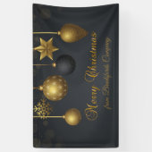 Vrolijk kerstfeest, gouden ballen donker spandoek (Verticaal)