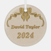 Vrolijk kerstfeest  gouden boog glas ornament (Voorkant)