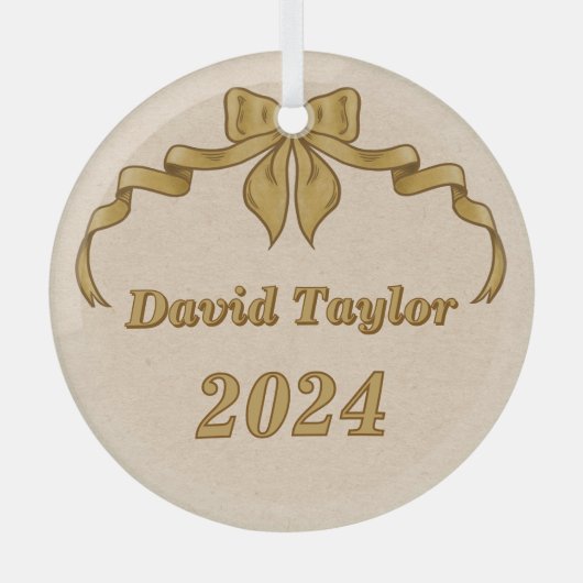 Vrolijk kerstfeest  gouden boog glas ornament (Voorkant)