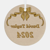 Vrolijk kerstfeest  gouden boog glas ornament (Achterkant)