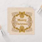 Vrolijk Kerstfeest Gouden Boog  Kaart (Voorkant / Achterkant in situ)