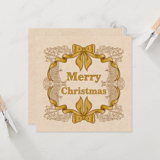 Vrolijk Kerstfeest Gouden Boog Kaart (Voorkant / Achterkant in situ)