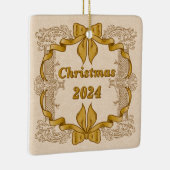 Vrolijk Kerstfeest Gouden Boog  Keramisch Ornament (Rechts)