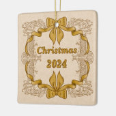 Vrolijk Kerstfeest Gouden Boog  Keramisch Ornament (Links)