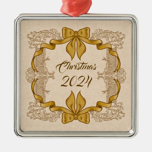 Vrolijk kerstfeest  gouden boog metalen ornament (Voorkant)