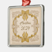 Vrolijk kerstfeest  gouden boog metalen ornament (Links)