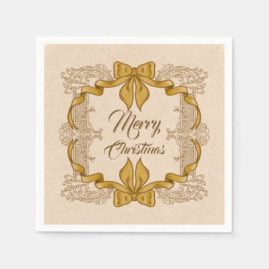 Vrolijk Kerstfeest Gouden Boog Servet (Voorkant)
