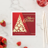 Vrolijk kerstfeest - Gouden boom op rood Servet (Insitu)