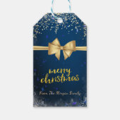 Vrolijk kerstfeest, gouden Confetti, Bow Cadeaulabel (Voorkant)