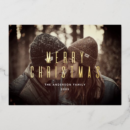 vrolijk kerstfeest. Gouden eenvoudige minimalistis Folie Feestdagenkaart (Voorkant)