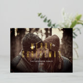 vrolijk kerstfeest. Gouden eenvoudige minimalistis Folie Feestdagenkaart (Staand Voorkant)