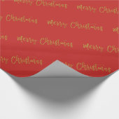 Vrolijk Kerstfeest Gouden Folie en Rode Typografie Cadeaupapier (Hoek)